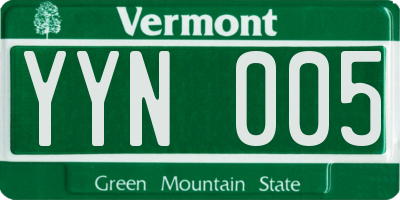 VT license plate YYN005