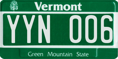 VT license plate YYN006