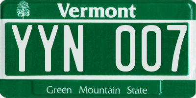 VT license plate YYN007