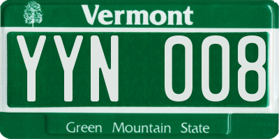 VT license plate YYN008