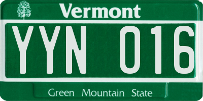 VT license plate YYN016