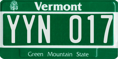 VT license plate YYN017