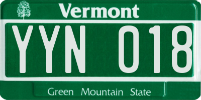 VT license plate YYN018