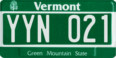 VT license plate YYN021