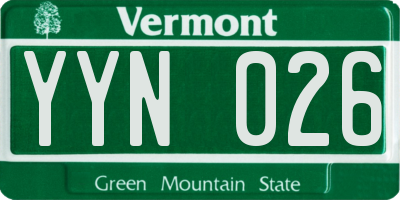VT license plate YYN026