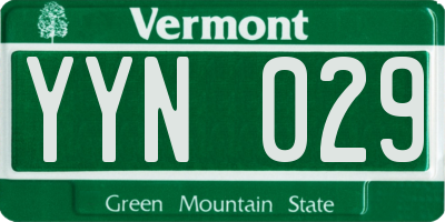 VT license plate YYN029
