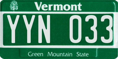 VT license plate YYN033