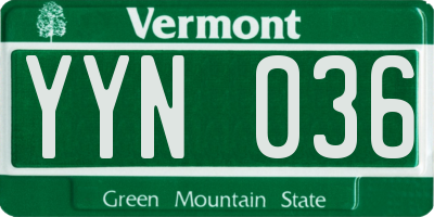 VT license plate YYN036