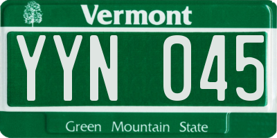 VT license plate YYN045