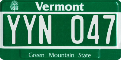 VT license plate YYN047