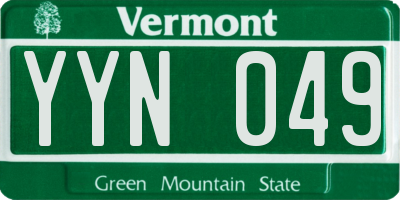 VT license plate YYN049