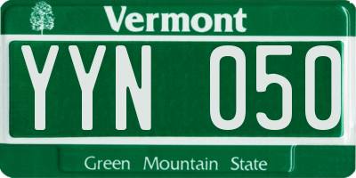 VT license plate YYN050