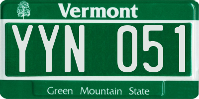 VT license plate YYN051
