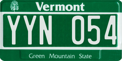 VT license plate YYN054