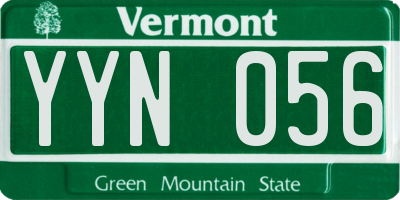 VT license plate YYN056