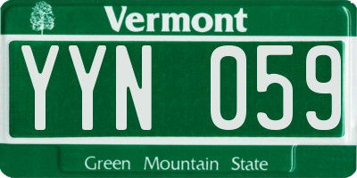 VT license plate YYN059