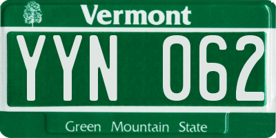 VT license plate YYN062