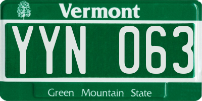 VT license plate YYN063