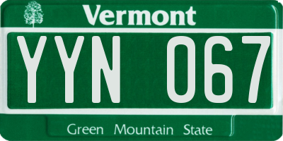 VT license plate YYN067
