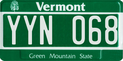 VT license plate YYN068