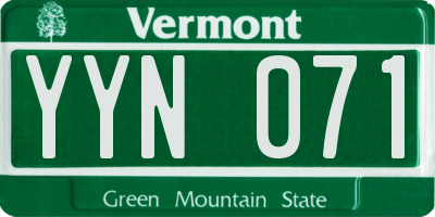 VT license plate YYN071