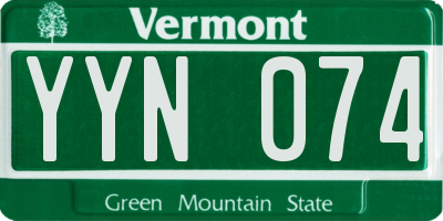 VT license plate YYN074