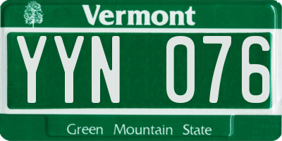 VT license plate YYN076