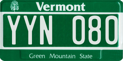 VT license plate YYN080