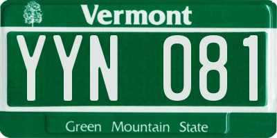 VT license plate YYN081