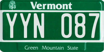 VT license plate YYN087