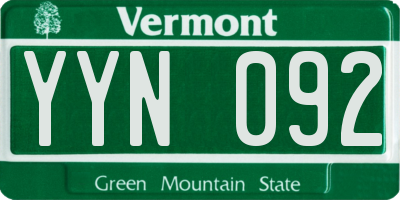 VT license plate YYN092