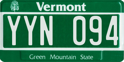 VT license plate YYN094