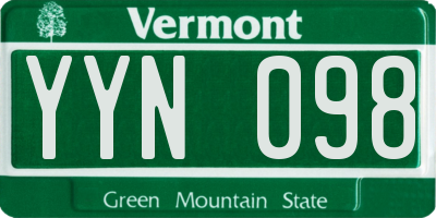 VT license plate YYN098