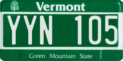 VT license plate YYN105