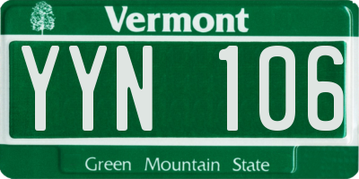 VT license plate YYN106