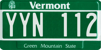 VT license plate YYN112
