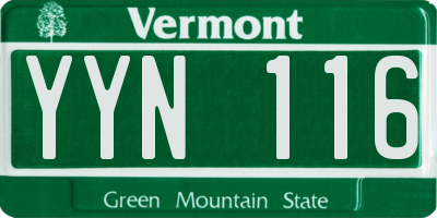 VT license plate YYN116