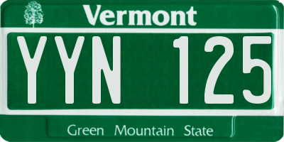 VT license plate YYN125