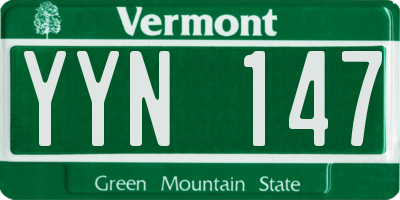 VT license plate YYN147