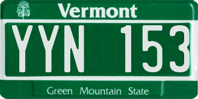 VT license plate YYN153