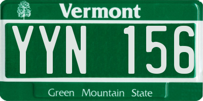 VT license plate YYN156
