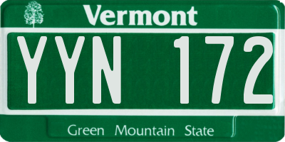 VT license plate YYN172