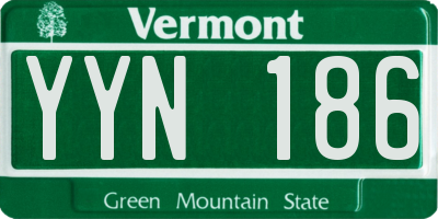 VT license plate YYN186