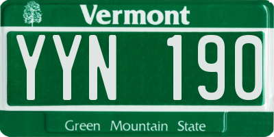 VT license plate YYN190