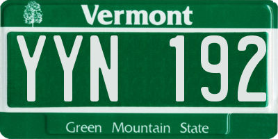 VT license plate YYN192