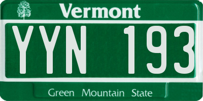VT license plate YYN193