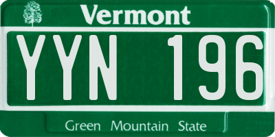 VT license plate YYN196