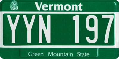 VT license plate YYN197