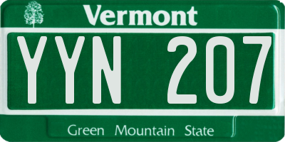 VT license plate YYN207