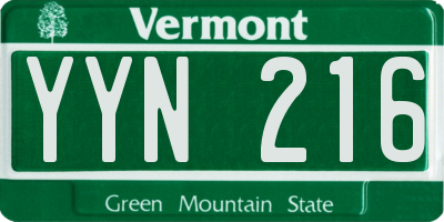 VT license plate YYN216